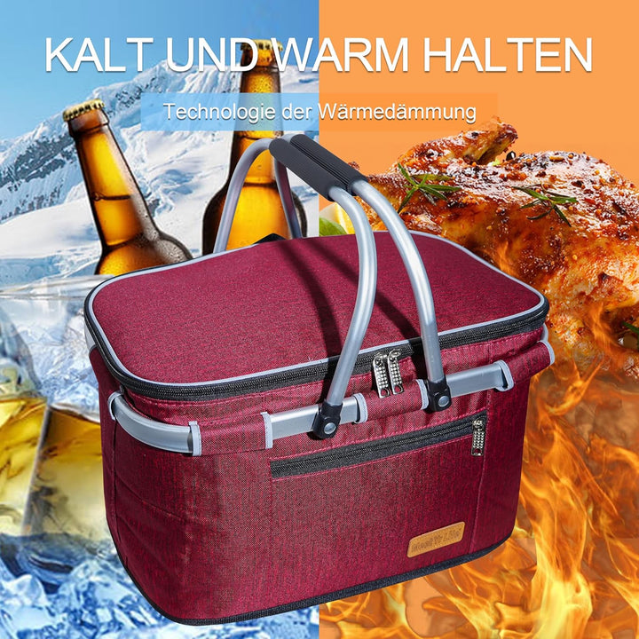Einkaufskorb Kühltasche Gross Isolierkorb KüHlkorb KüHltasche Picknickkorb Picknicktasche mit Zwei G