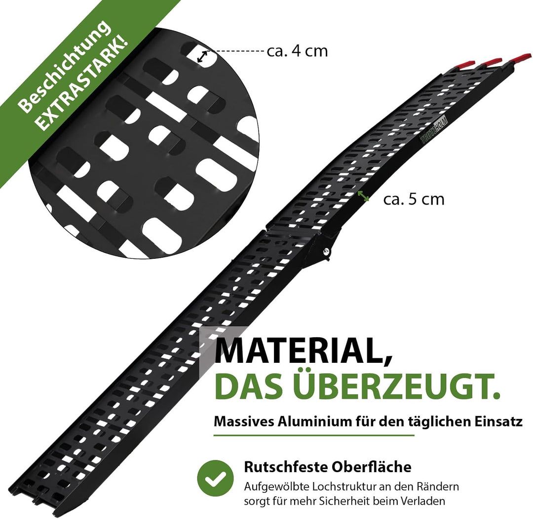 TRUTZHOLM 2 x Auffahrrampe klappbar 228 cm Traglast 680 kg Alu schwarz gelocht Motorradrampe Verlade