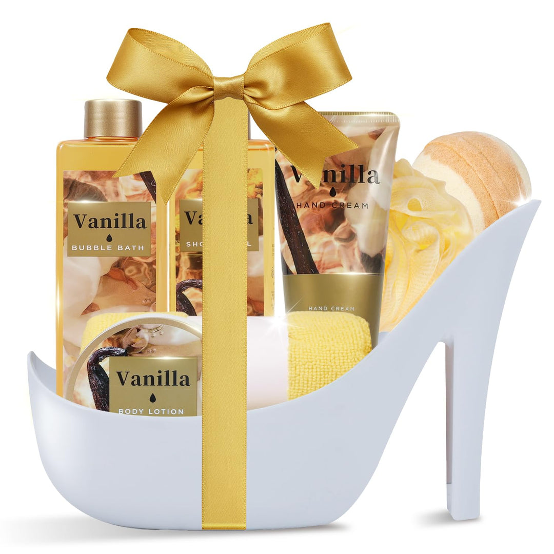 SPA LUXETIQUE Bade Geschenk für Frauen-8tlg Vanilleduft Geschenkset mit Duschgel,Bodylotion, Schaumb