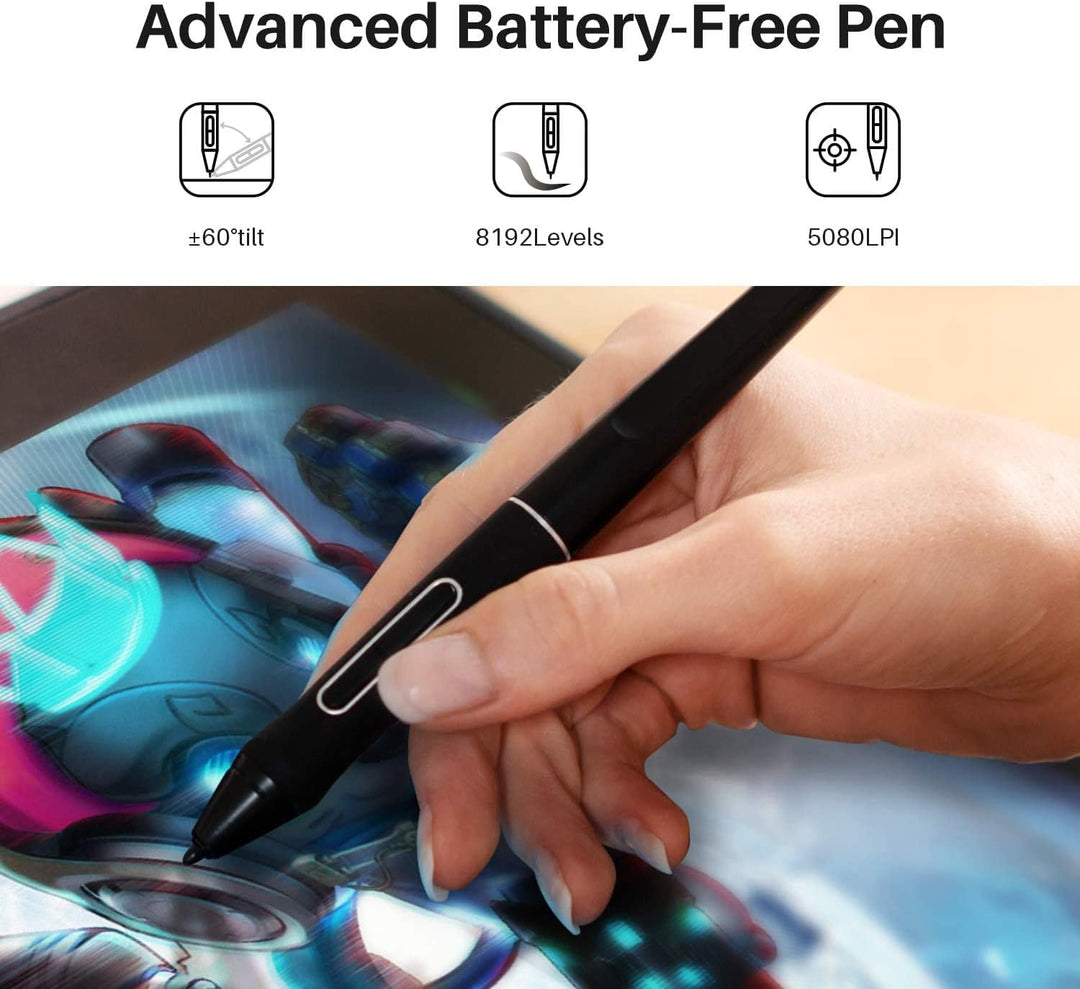 Huion Kamvas Pro 12 Grafiktablett mit Display, 11,6 Zoll Volllaminierter Zeichenmonitor, mit Batteri