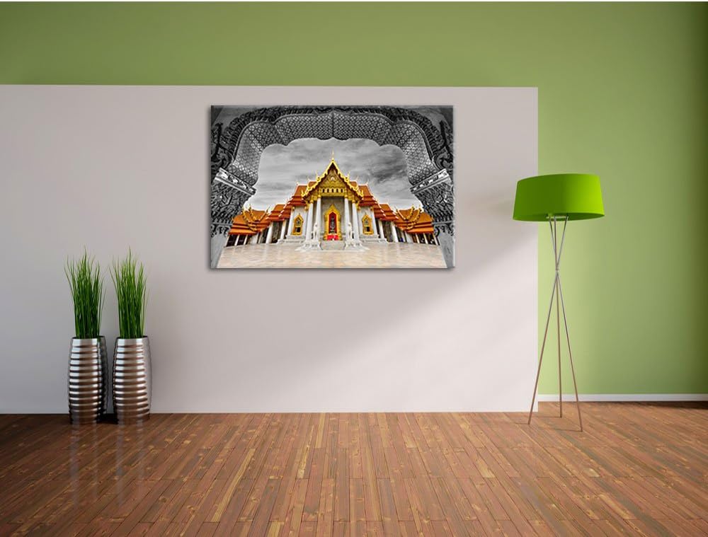 Pixxprint Marmortempel von Bangkok als Leinwandbild/Grösse: 100x70 cm/Wandbild/Kunstdruck/fertig bes