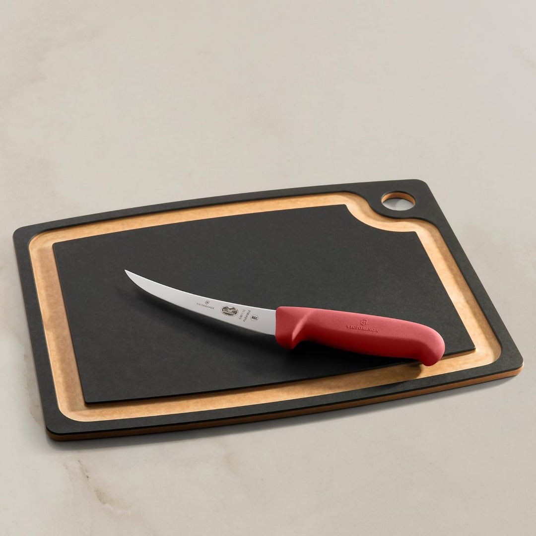 Victorinox Fibrox Ausbeinmesser, Scharfes Küchenmesser für Fleisch und Fisch, 12 cm, Gebogene Klinge
