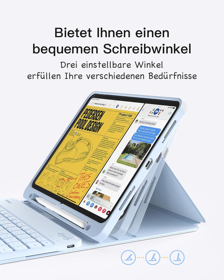 Inateck Tastatur Hülle kompatibel mit iPad 10 Gen.10,9"/11 Gen. A16 2025 11 Zoll, iPad Air 11" M3/M2