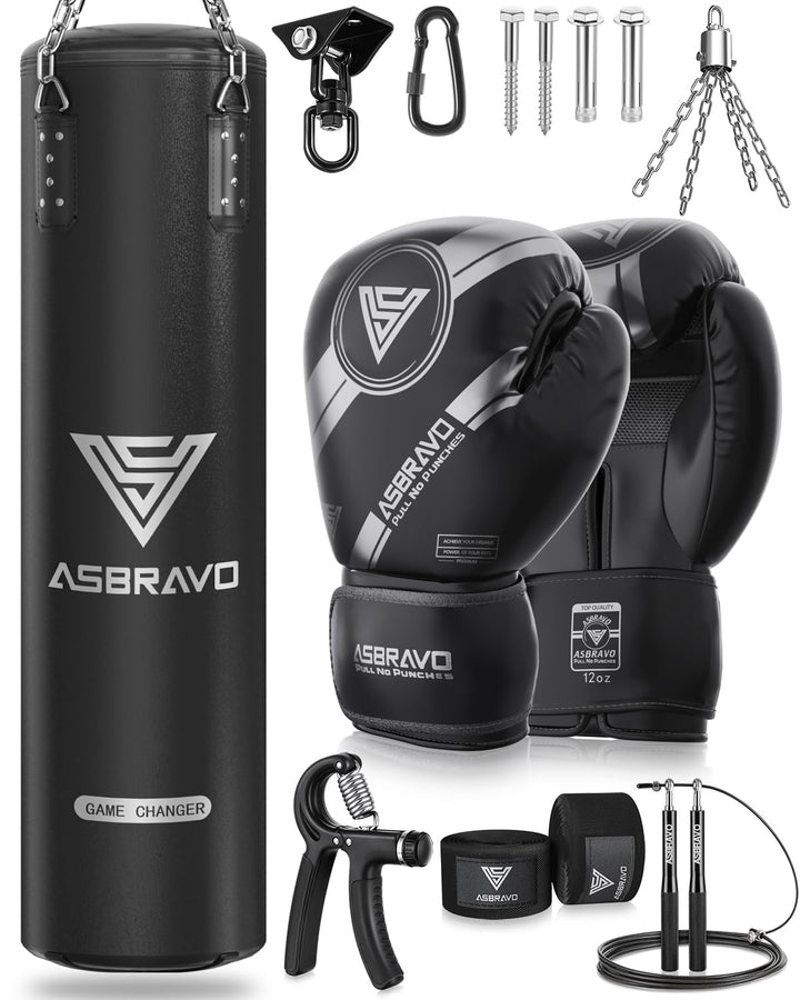 Boxsack für Erwachsene, 4ft PU schweren Boxsack Set 12OZ Handschuhe für MMA Muay Thai Kickboxen Trai