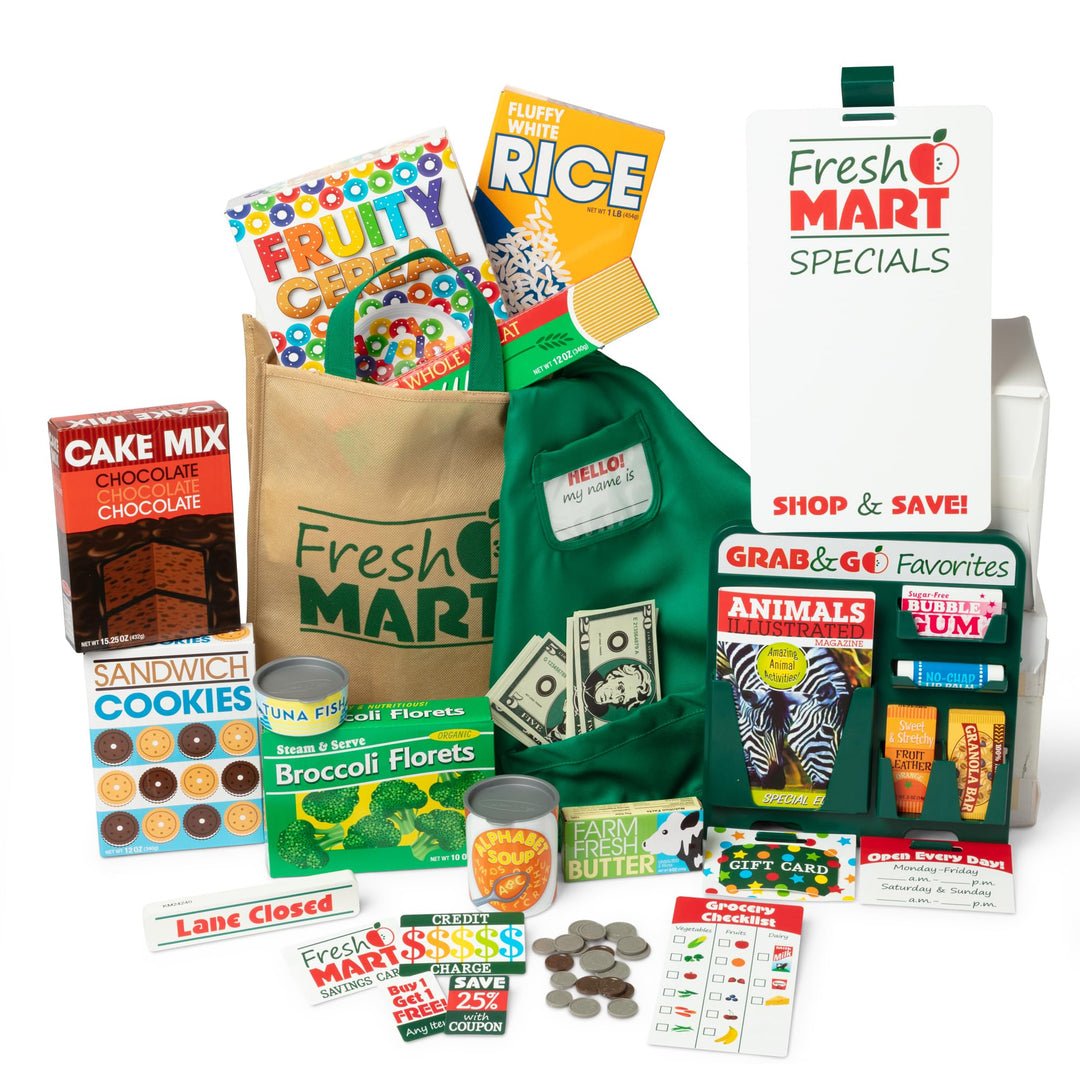 Melissa &amp; Doug 5183 Fresh Mart Grocery Store Play Food &amp; Role Play Companion Set (70+ Pieces) Role P