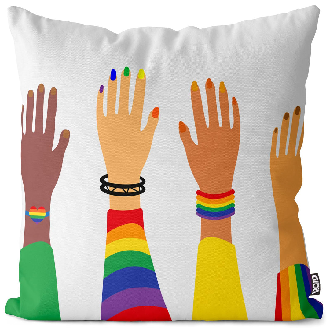 VOID Pride Hands Regenbogen Kissenbezug Kissenhülle Polyester wasserfest Outdoor Indoor, Kissen Grös