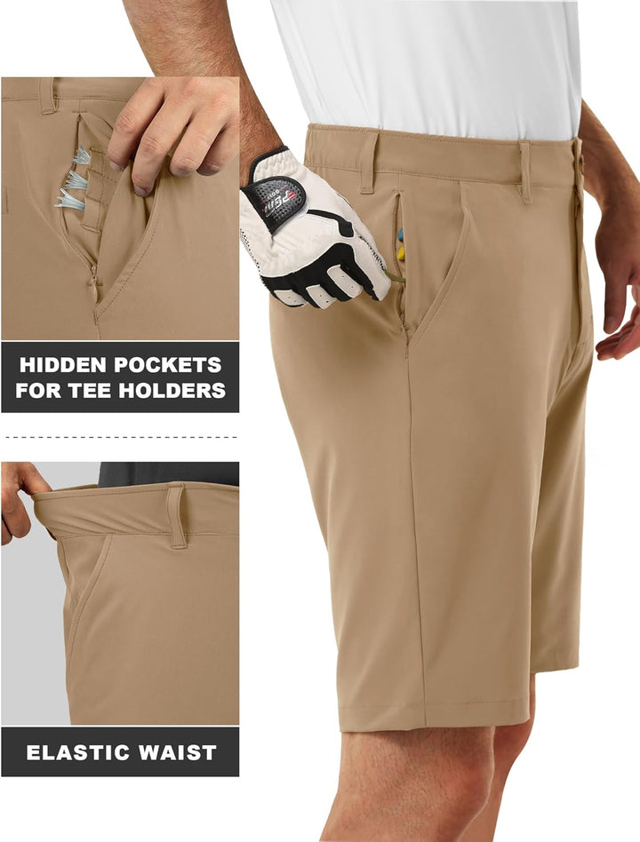 33,000ft Herren Golf Shorts Stretch Kurze Golfhosen Leichte Schnelltrocknende 11" Bermuda Shorts Kur