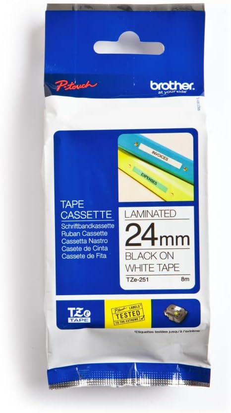 Brother P-Touch Cube Plus Beschriftungsgerät, weiss & Original P-Touch Schriftband TZe-251 24 mm, sc