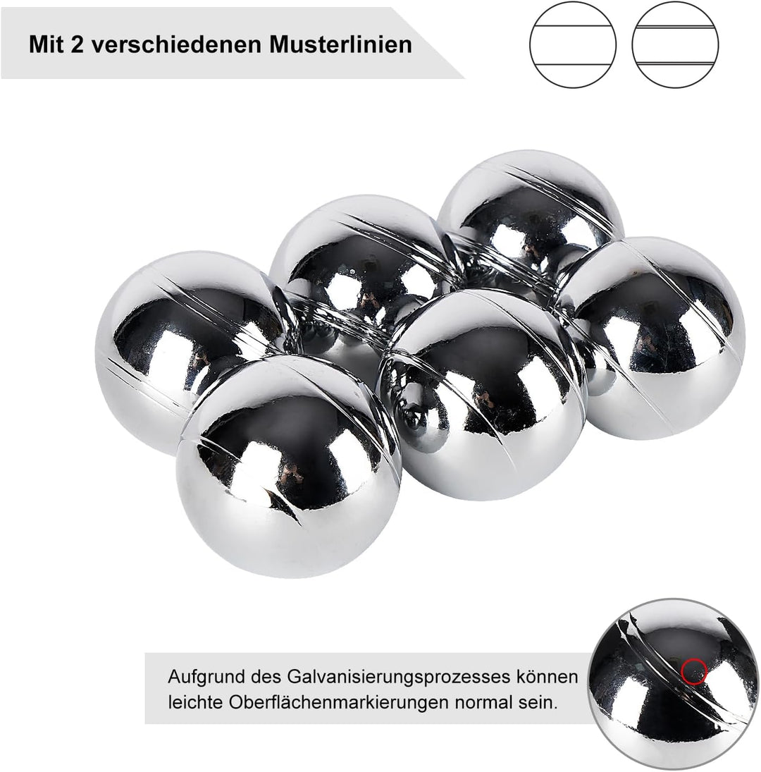 Personalisierte Boule Kugeln mit Gravur, 6er Petanque/Boccia Set mit Wunschtext & Logo, Individuelle