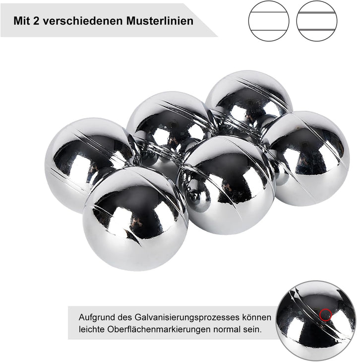 Personalisierte Boule Kugeln mit Gravur, 6er Petanque/Boccia Set mit Wunschtext & Logo, Individuelle