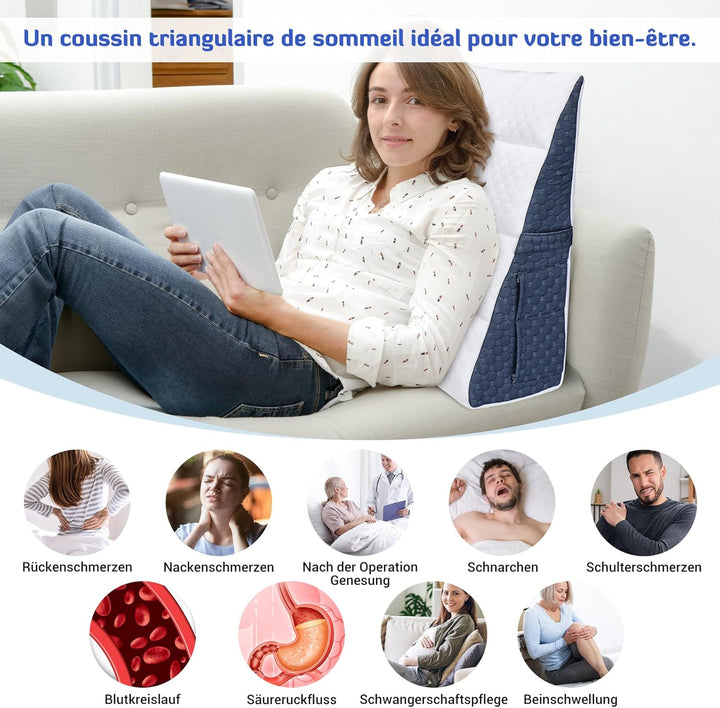 INFANZIA Vielseitig Keilkissen für Bett und Sofa-Memory Schaum Lesekissen-Ergonomischer Bettkeil für