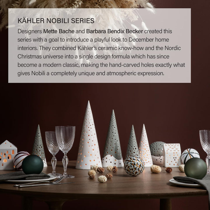 Kähler Teelichthalter hoch H30 cm Nobili Sammlerobjekt dänisches Design, Weiss 28,5 cm Schnee Weiss,