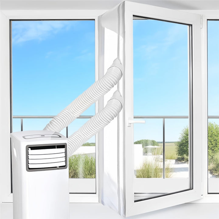 Fensterabdichtung für mobile Klimageräte 400CM Hot Air Stop zum Anbringen an Fenster, Inkl. 2 Kabelb