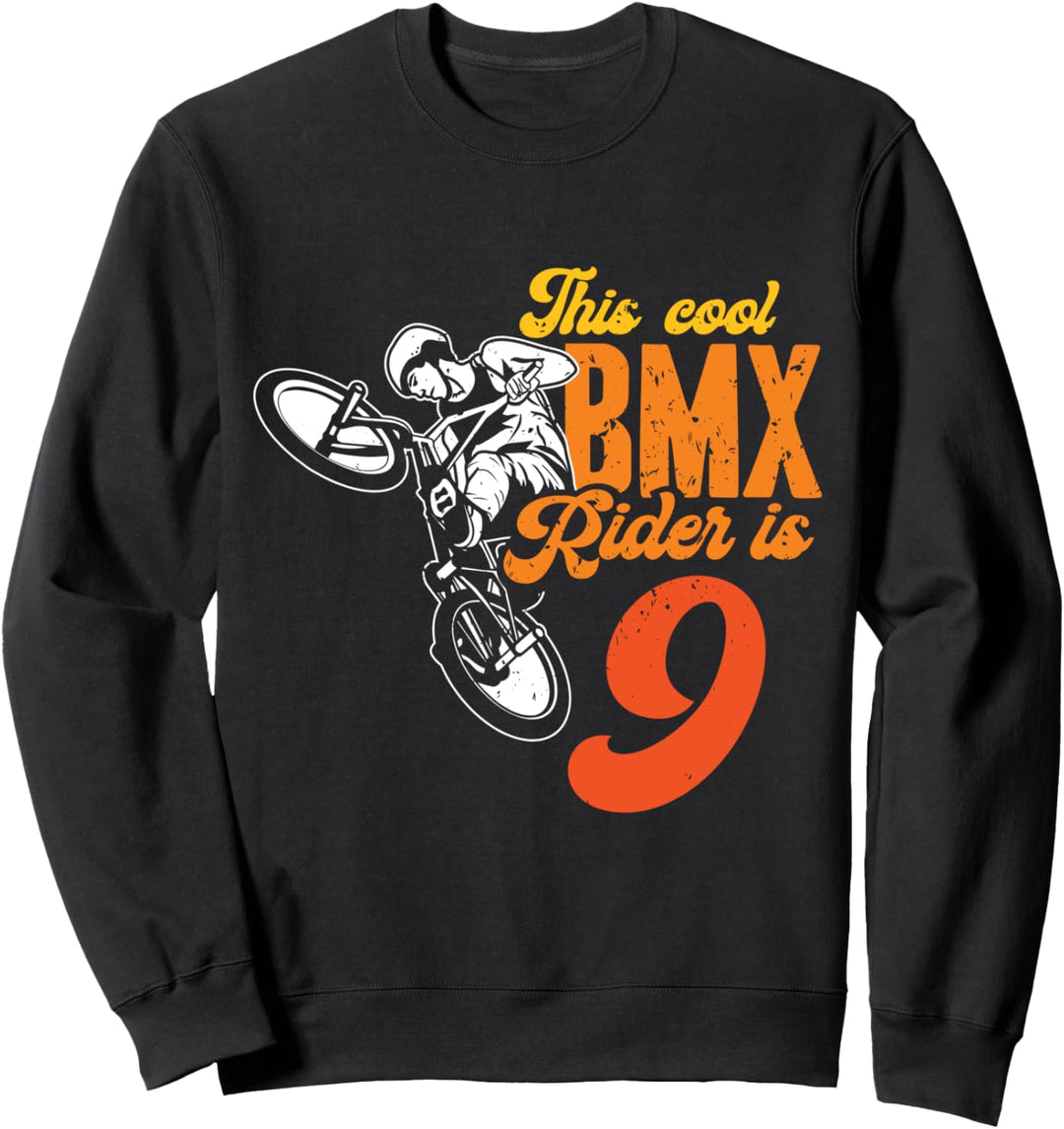 9. Geburtstag Geschenk Jungs Kinder Retro BMX Fahrer Fan Sweatshirt