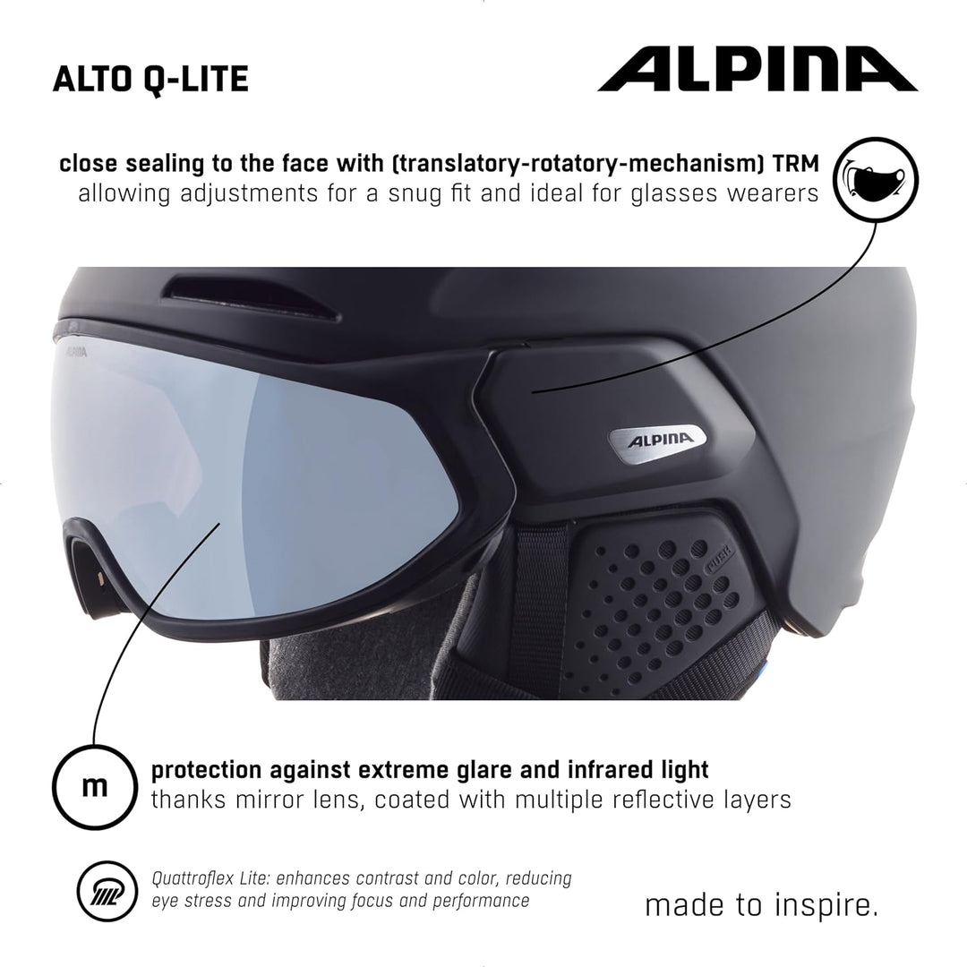 ALPINA ALTO Q-LITE - Sicherer, Stossabsorbierender & Individuell Anpassbarer Skihelm Mit Kontrastver