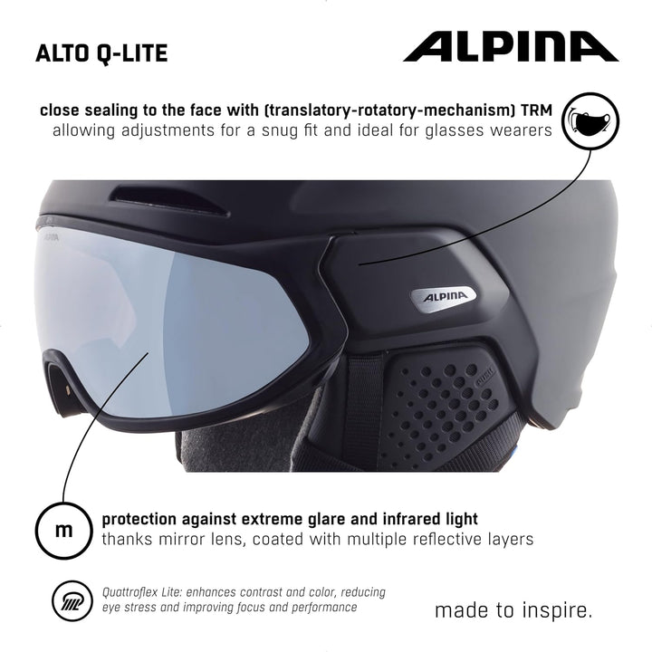 ALPINA ALTO Q-LITE - Sicherer, Stossabsorbierender & Individuell Anpassbarer Skihelm Mit Kontrastver