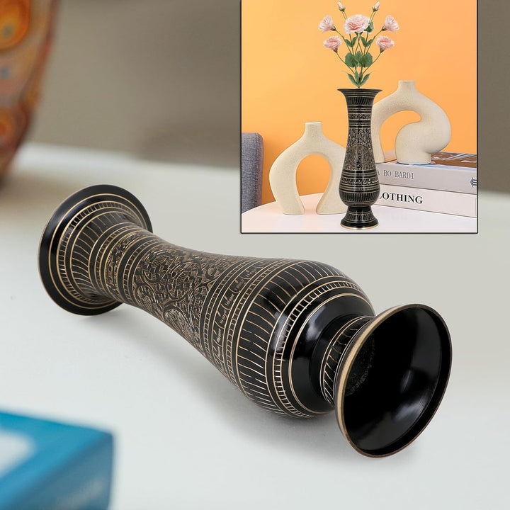 Zap Impex® Blumenvase aus Messing, Schnitzerei, für Zuhause, Büro, Wohnzimmer, Bett, Wandbild, Dekor
