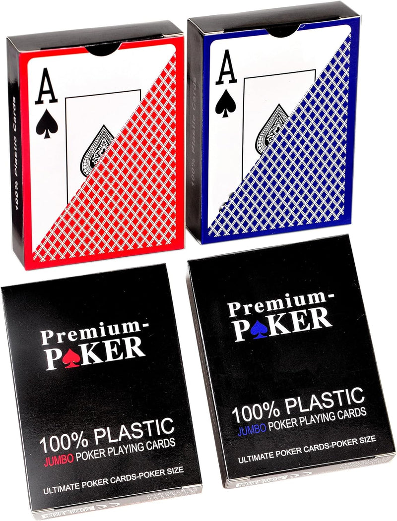 WiMi 24 X Premium Casino Poker Karten Pokerkarten 100 Prozent Plastik - Grosser Index 2 Eckzeichen -