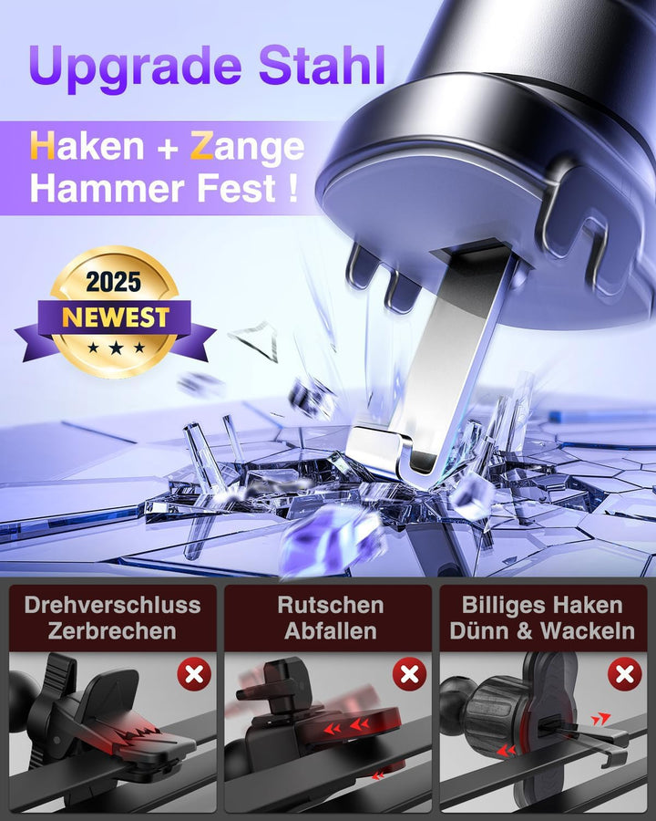 VANMASS Handyhalterung Auto 2025 Upgrade Patent Handyhalter Auto Lüftungshaken Bombenfest Handy Halt