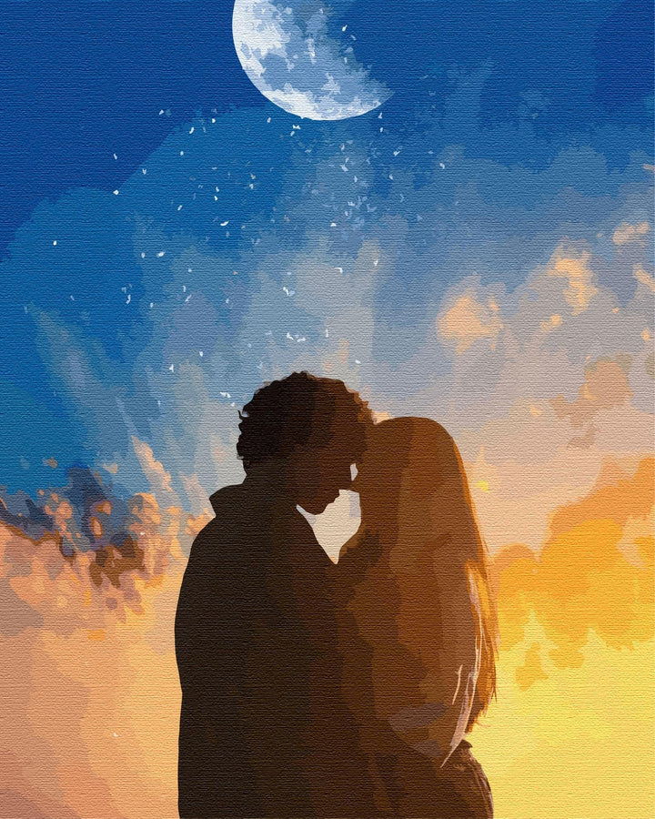 Artnapi Malen nach Zahlen Erwachsene mit Rahmen | DIY Handgemalt | Liebende unter dem Mond| Kit für