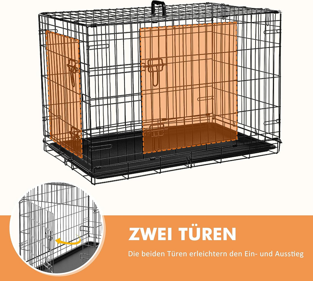 Ribelli Hundetransportbox – pulverbeschichtet und zusammenklappbar – Hundekäfig aus Metall in 2 Grös