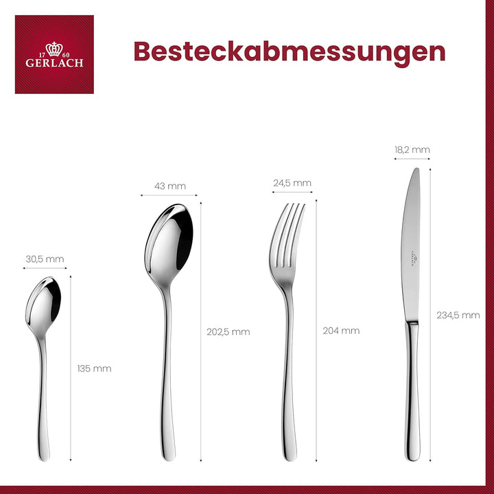 Gerlach Besteck-Set Glänzend Muza, Edelstahl, Silberglänzend, 24 EL. in Einer Schachtel Silberglänze