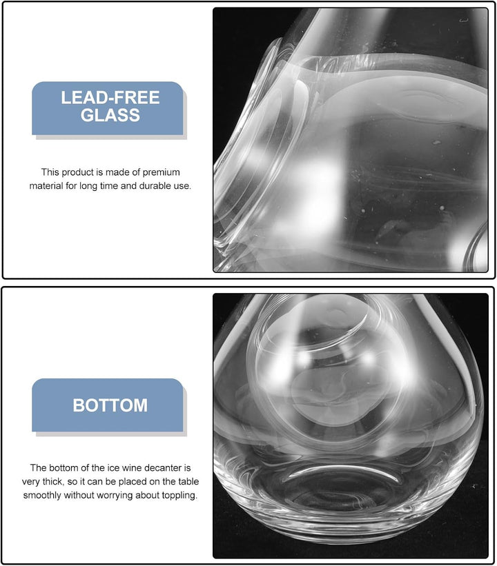 Happyyami Japanische Eisweinflasche 385ml aus Transparentem Glas Karaffe mit Ausgiesser für Zuhause