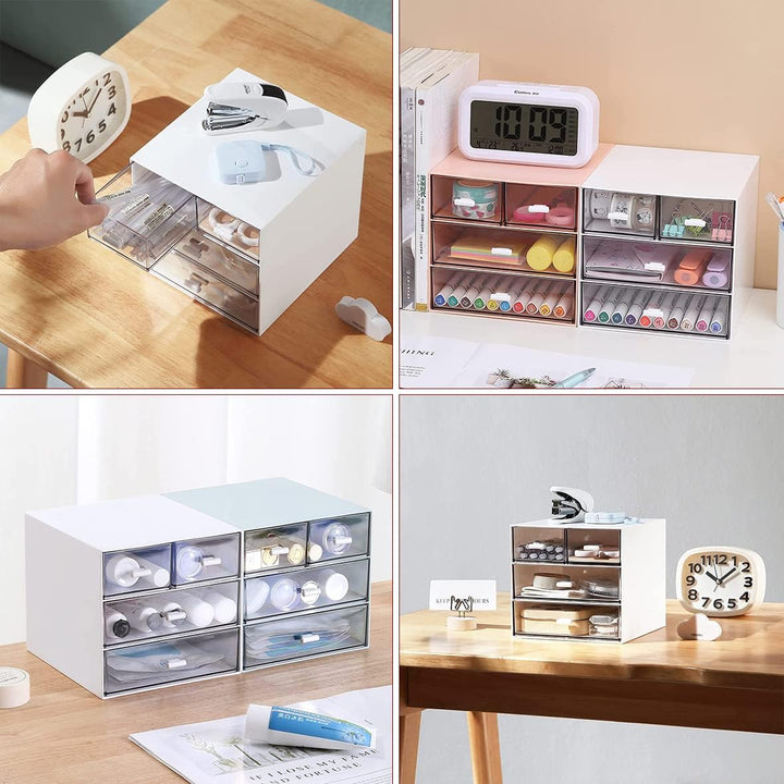 Schreibtisch-Aufbewahrung, Make-up-Aufbewahrungsbox mit 4 Schubladen, Kunststoff, Bürobedarf, Schrei