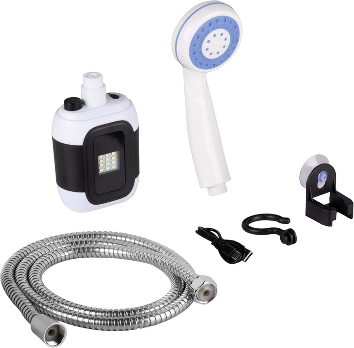 Camping Dusche mit Pumpe Schlauch und Duschkopf aufladbar 60374