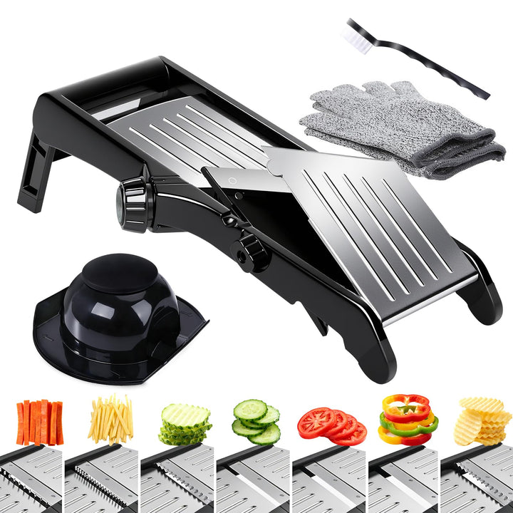 Masthome Mandoline Gemüsehobel,10 in 1 Küchenhobel Schneider mit Edelstahlklingen, Multifunktionaler