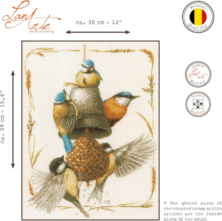 Lanarte PN-0171765 MB Vogelhäuschen II Zählmuster Kreuzstichset, Baumwolle, mehrfarbig, ca. 30 x 39