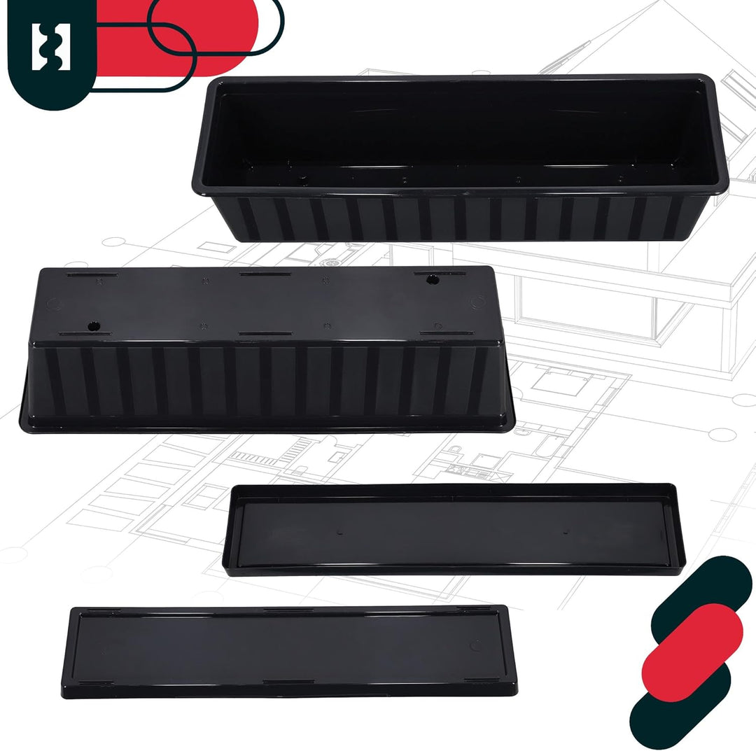 KOTARBAU® 6er Set Blumenkasten - Blumentopf für Balkon - 60 x 18 x 14 cm - Anthrazit - Balkonkasten