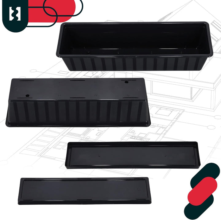 KOTARBAU® 6er Set Blumenkasten - Blumentopf für Balkon - 60 x 18 x 14 cm - Anthrazit - Balkonkasten