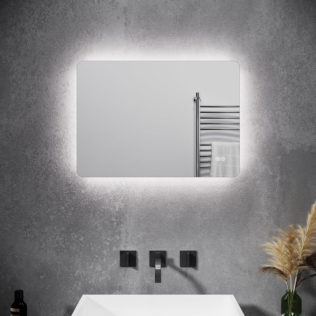 Elegant Led Badspiegel 50x70 cm Badspiegel mit Beleuchtung und Touchschalter kaltweiss Badezimmer W