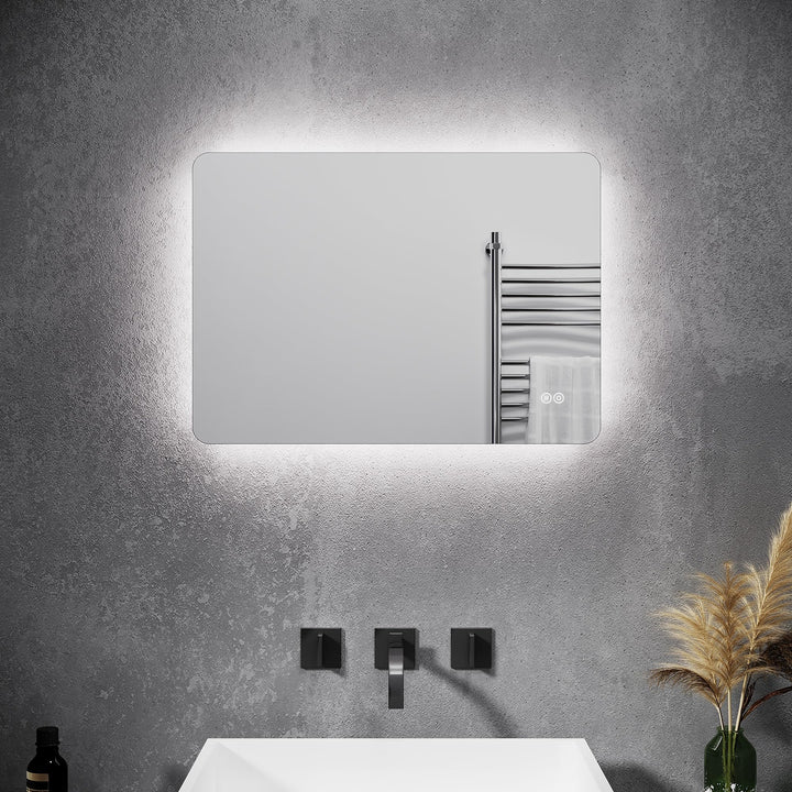 Elegant Led Badspiegel 50x70 cm Badspiegel mit Beleuchtung und Touchschalter kaltweiss Badezimmer W