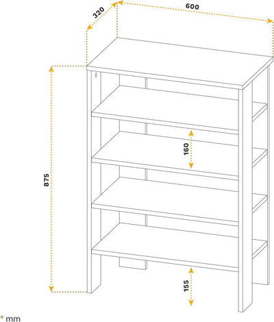 RICOO Schuhregal schmal und hoch 88x60x32cm Standregal Pressholz Betonoptik Grau WM040-BG, Schuhstän