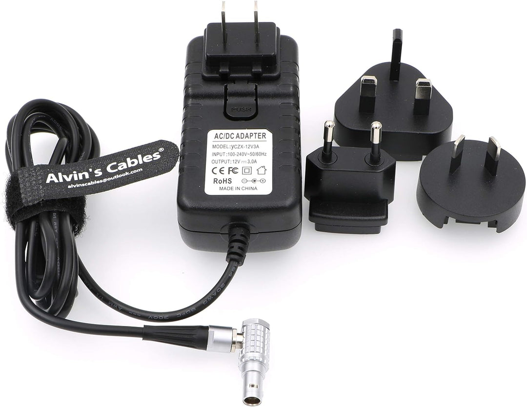 Alvin's Cables Teradek Power Adapter Konverterkabel Rechtwinklig 2 Pin auf Universal AC mit US UK EU