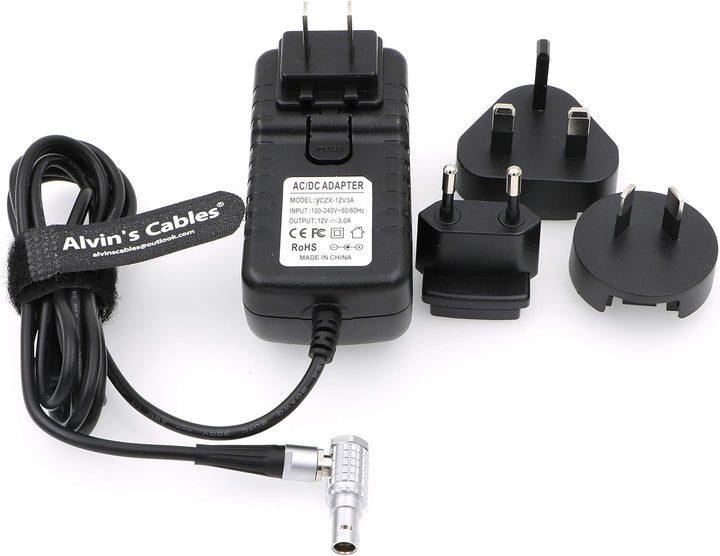 Alvin's Cables Teradek Power Adapter Konverterkabel Rechtwinklig 2 Pin auf Universal AC mit US UK EU