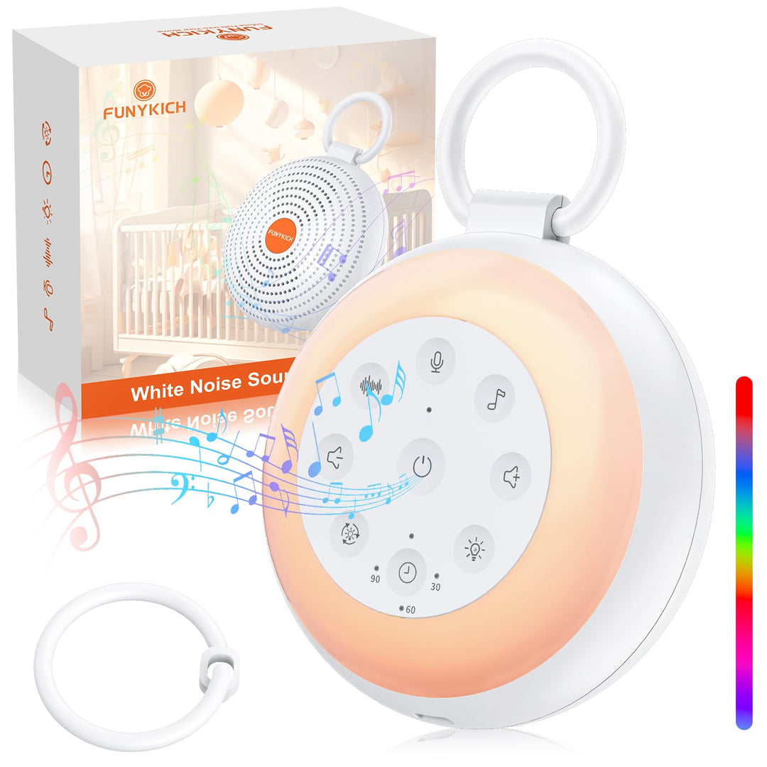 FUNYKICH White Noise Machine Baby, Weisses Rauschen Gerät mit Aufnahmefunktion, Wireless Lautspreche