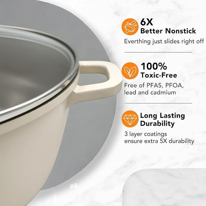 Royal Swiss® Induktionskochtopf – Induktionspfanne mit abnehmbaren Griffen – Ø 28 cm/10 Liter – Supp
