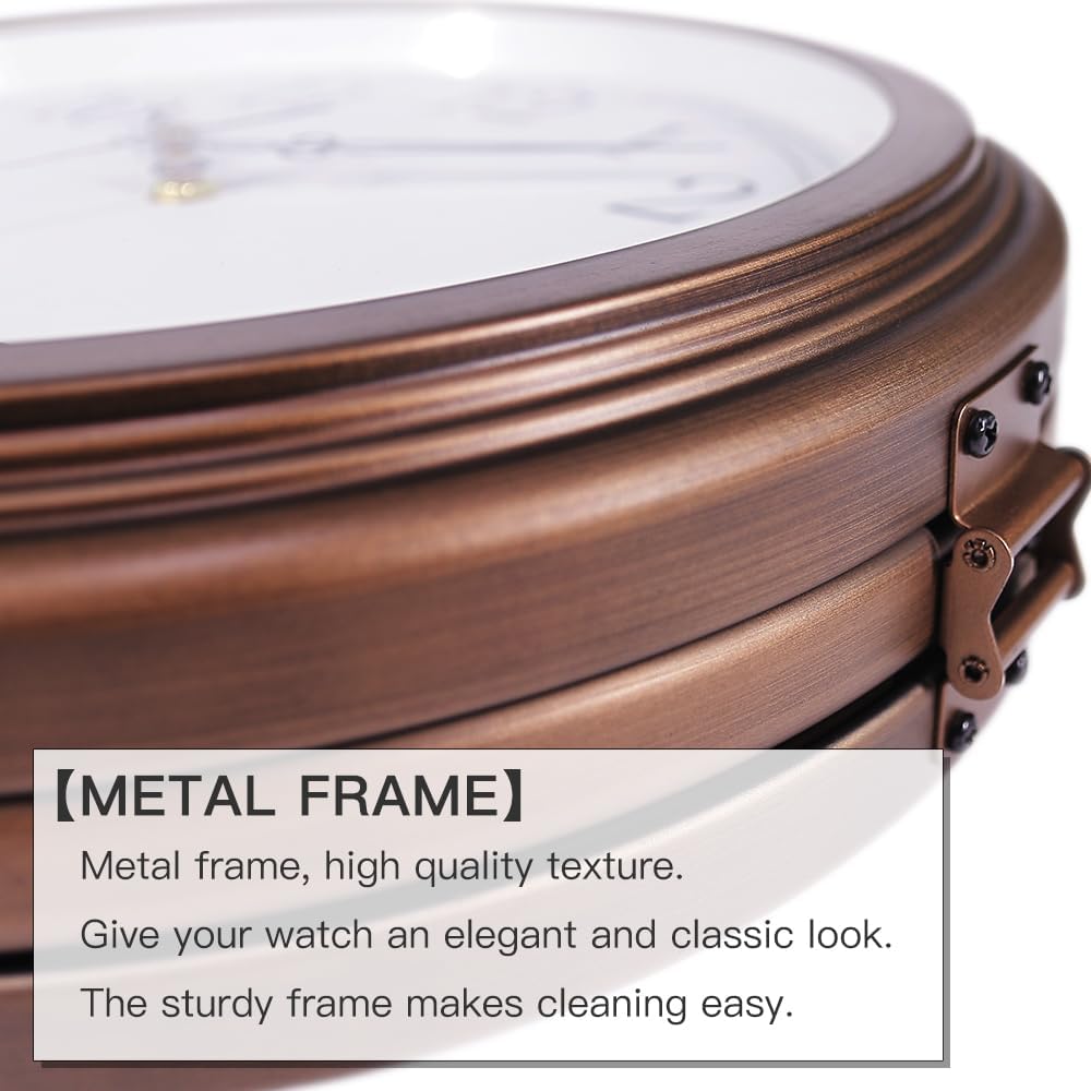 BESTIME 66264A 40,6 cm doppelseitige Metall-Wanduhr mit antikem rotem Kupfer. Stabiler Rahmen, leich