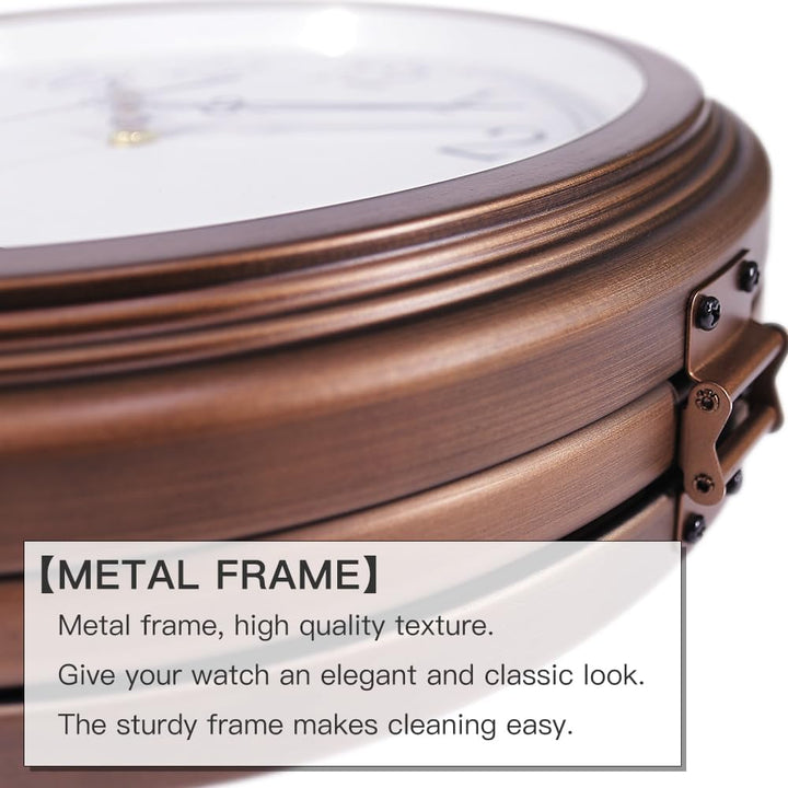 BESTIME 66264A 40,6 cm doppelseitige Metall-Wanduhr mit antikem rotem Kupfer. Stabiler Rahmen, leich