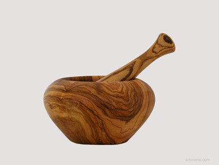 Mörser & Stössel Moerser Stössel Olivenholz Holz Stampfer