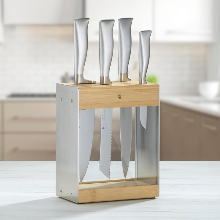 WMF Messerblock Transparent unbestückt leer ohne Messer Flextec, Bambus, hell, kompaktes Design, pla
