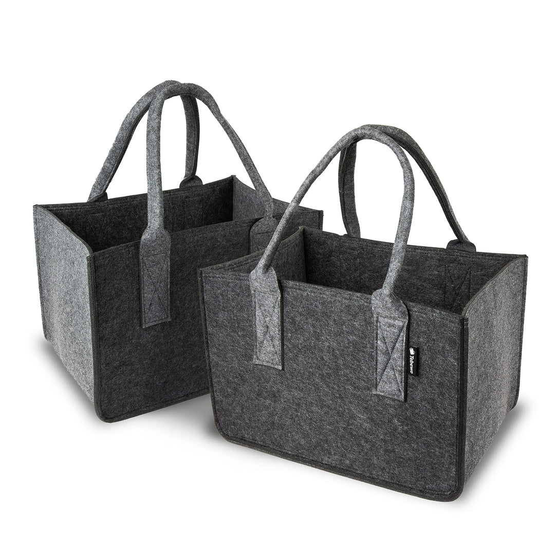 Tebewo 2er-Set Filztasche - Kaminholzkorb im Doppelpack - Filzkorb für Holz - Brennholzkorb zur Kami
