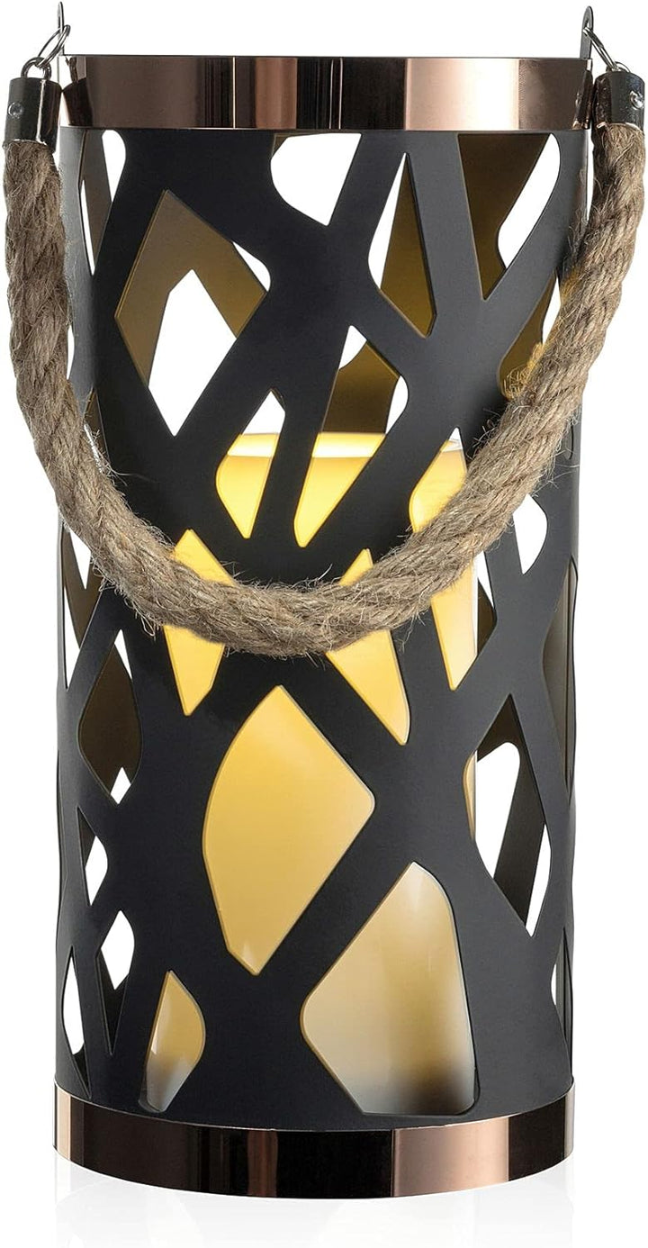 Pauleen 48012 Lantern Soul Laterne mit LED Kerze Flackereffekt warmweiss Schwarz Weiss IP44 Metall/K