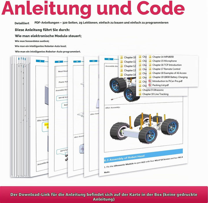 Adeept PiCar-Pro Raspberry Pi Smart Roboter Auto Kit Programmierung eines 2-in-1-4WD-Auto-Roboters m