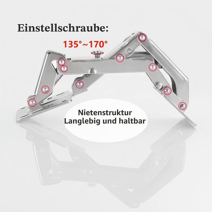 Qrity 4 X Aufschraubscharnier mit Feder Öffnungswinkel 170° Küche Schrank Türscharniere +16 Schraube