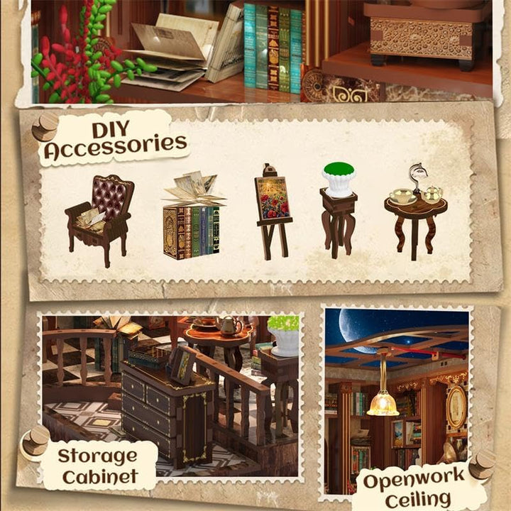 Book Nook Kit für Erwachsene - CRIOLPO DIY Miniatur Haus Holzpuzzle 3D Puppenhaus - Buchstütze für B