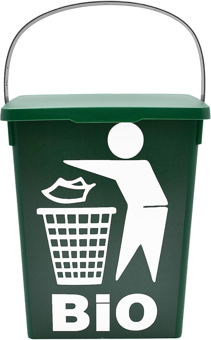 2er Set Bio Mülleimer 5L - Biomüll Behälter mit Deckel - Grün - Bioeimer klein für Küche - Abfalleim
